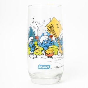 Vintage Smurf Glass 1982 Collectible Playing Music